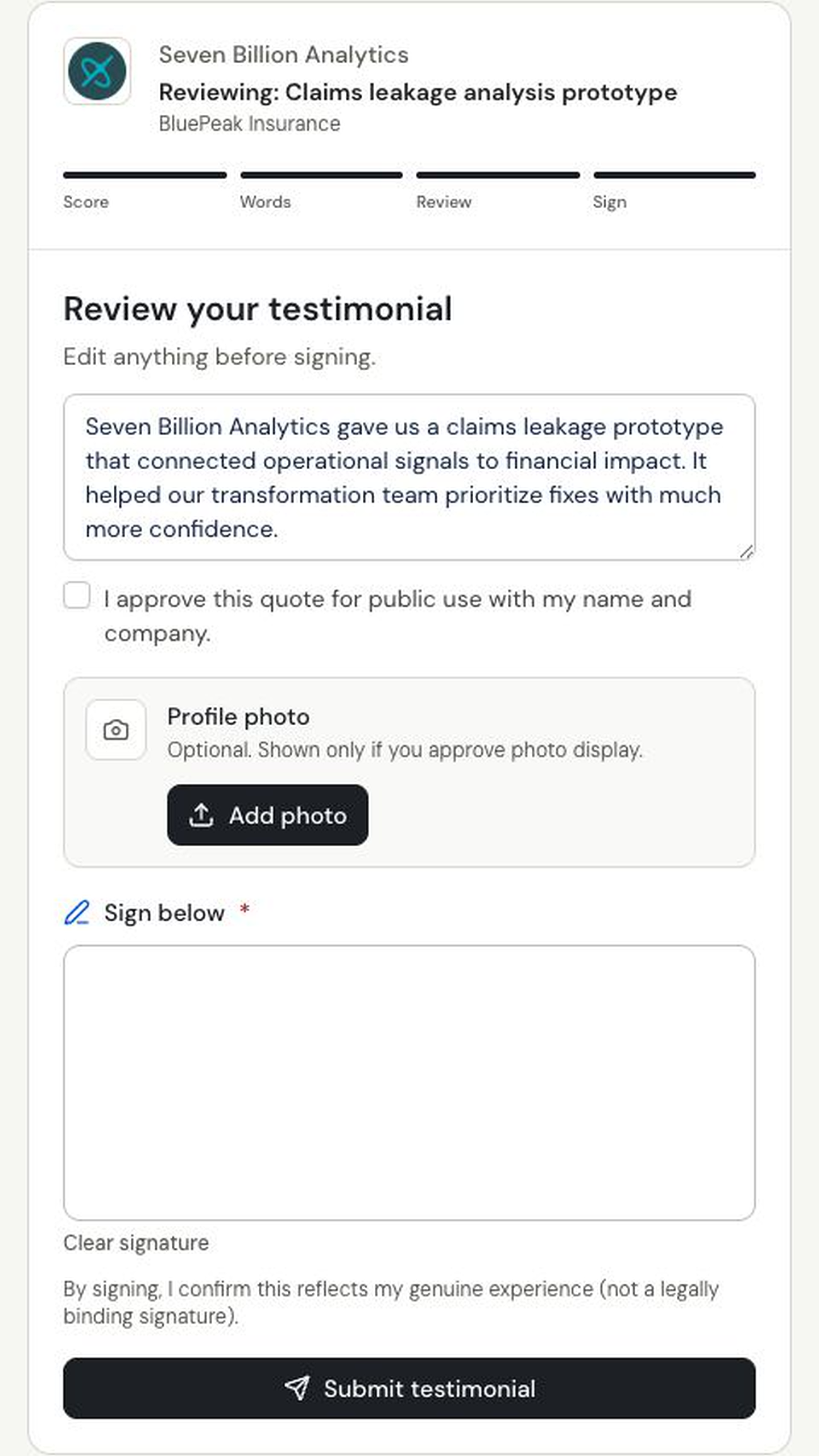 Complete client review and signature experience in Laud